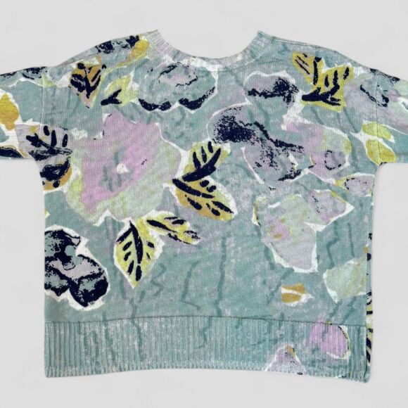 Nic + Zoe Women's Greenhouse Garden Sweater Blue Cotton V-Neck Size XL - Picture 4 of 11